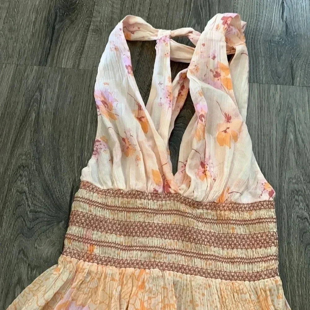 Free People Women's Brinkley Smocked Tank Orange Size XS - Picture 3 of 8